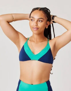 Tamarindo Colorblock Top: Navy W. Fern