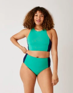 Sanitas Colorblock Top: Fern W. Navy